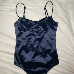Princess Polly Navy Satin Bodysuit